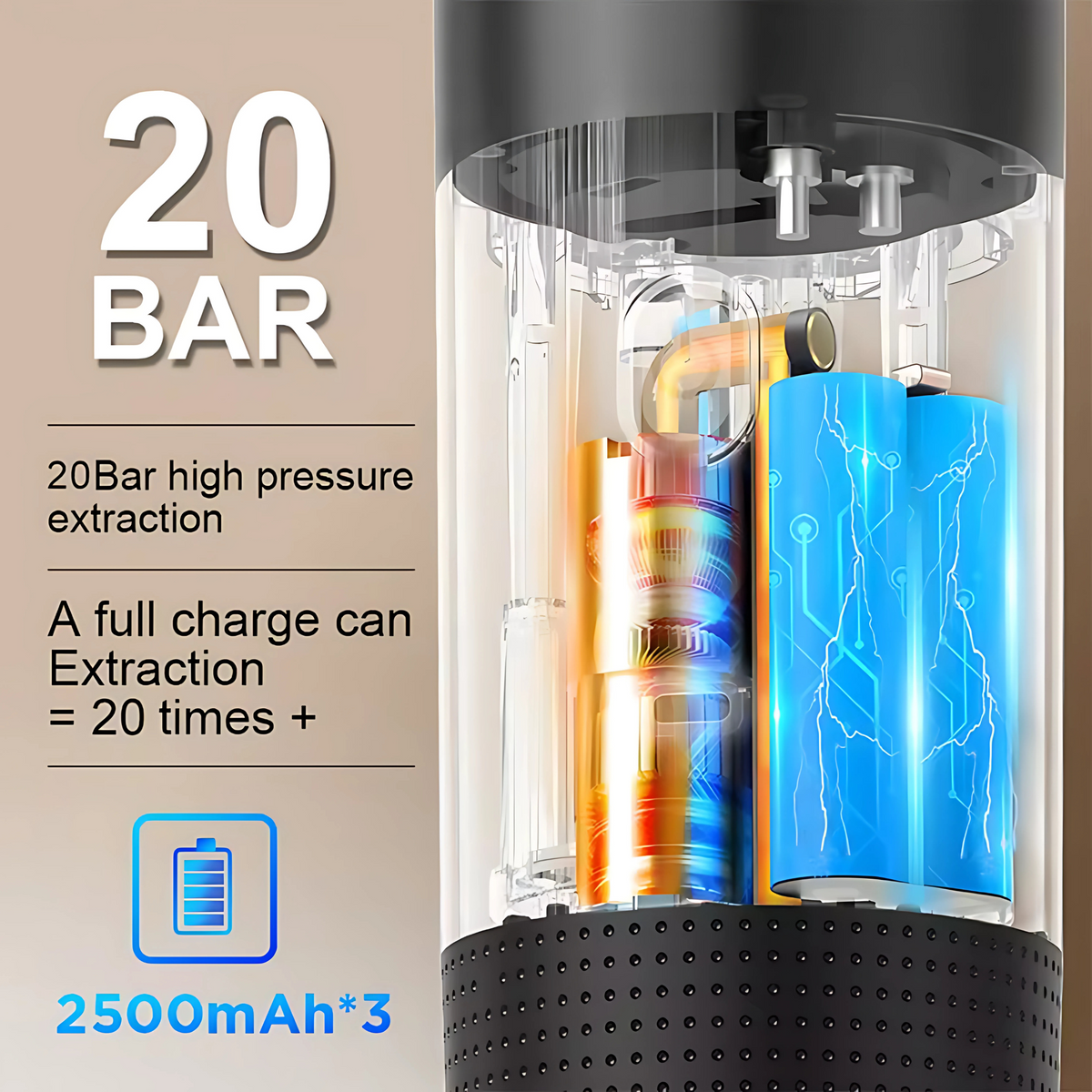 Portable 3-in-1 Espresso Machine — 20-Bar Pump, 8g Adapter