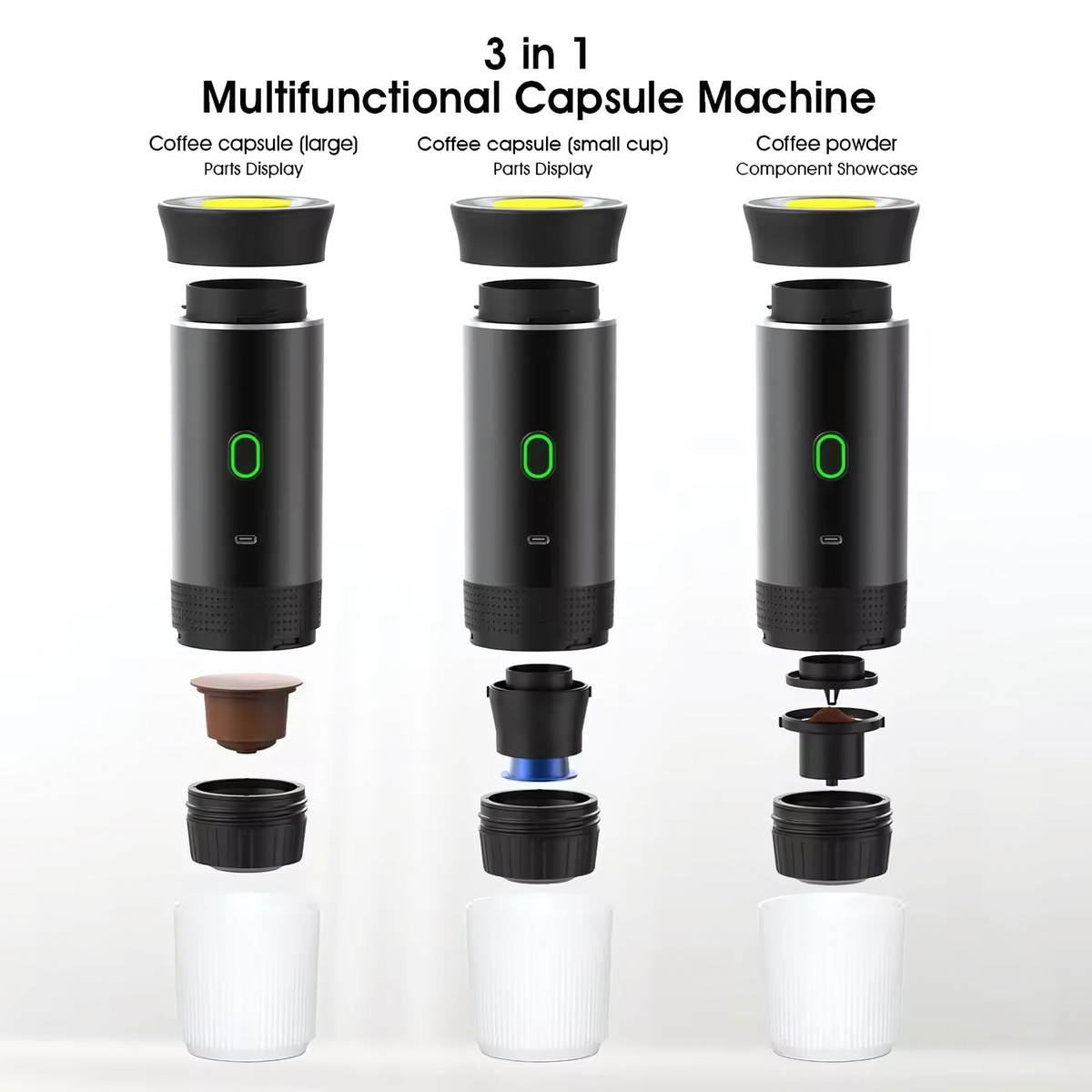 Portable 3-in-1 Espresso Machine — 20-Bar Pump, 8g Adapter