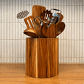 Kitchen Caddy and Spoon Rest Set — Natural Teak Wood, Premium Handcrafted