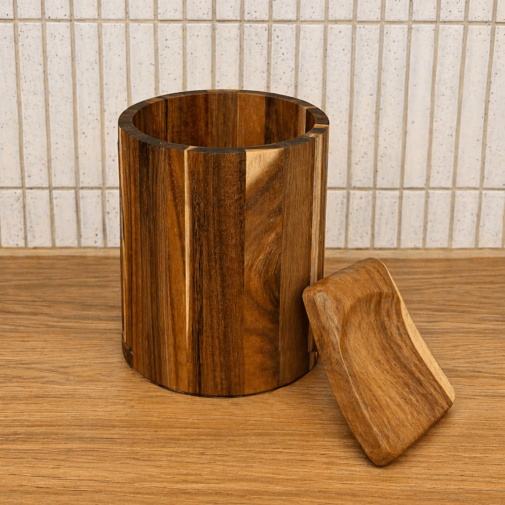 Kitchen Caddy and Spoon Rest Set — Natural Teak Wood, Premium Handcrafted