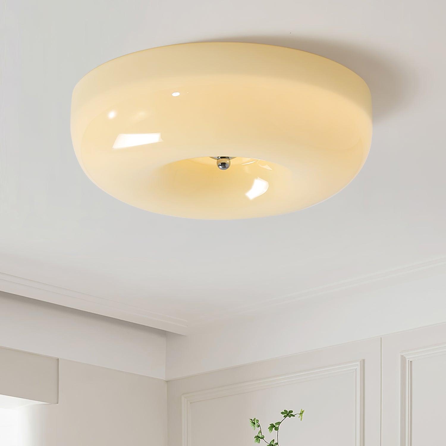 Swirl Glass Ceiling Lamp — Dimmable LED, Metal Frame, White Coffee Beige, 32cm 40cm 46cm