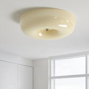 Swirl Glass Ceiling Lamp — Dimmable LED, Metal Frame, White Coffee Beige, 32cm 40cm 46cm