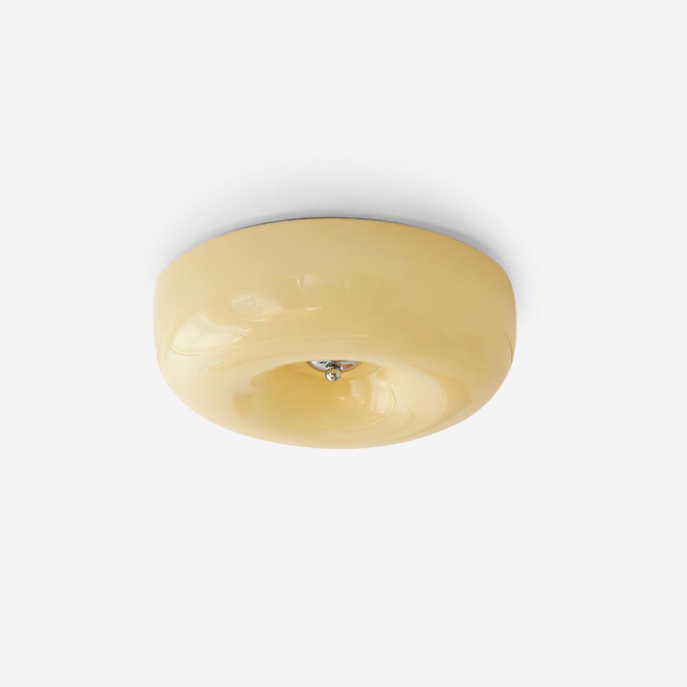 Cream Pudding Milk Glass Ceiling Light — Silver Accent, Dimmable Warm White