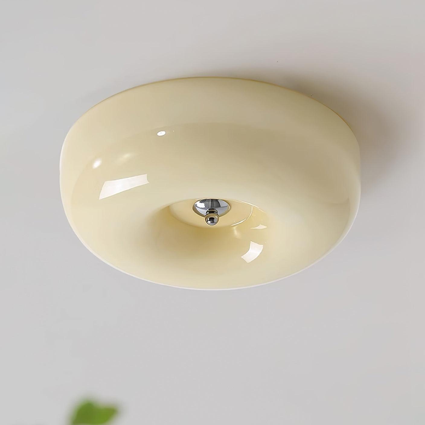 Swirl Glass Ceiling Lamp — Dimmable LED, Metal Frame, White Coffee Beige, 32cm 40cm 46cm