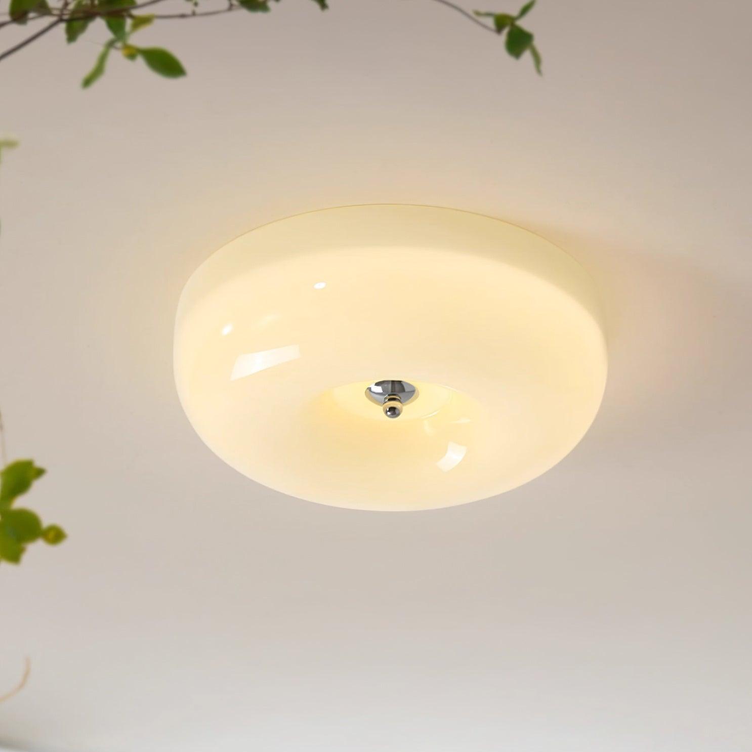 Swirl Glass Ceiling Lamp — Dimmable LED, Metal Frame, White Coffee Beige, 32cm 40cm 46cm