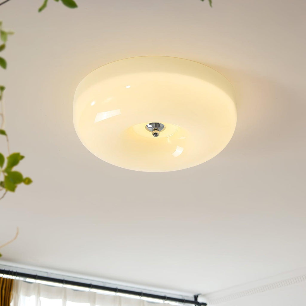 Swirl Glass Ceiling Lamp — Dimmable LED, Metal Frame, White Coffee Beige, 32cm 40cm 46cm