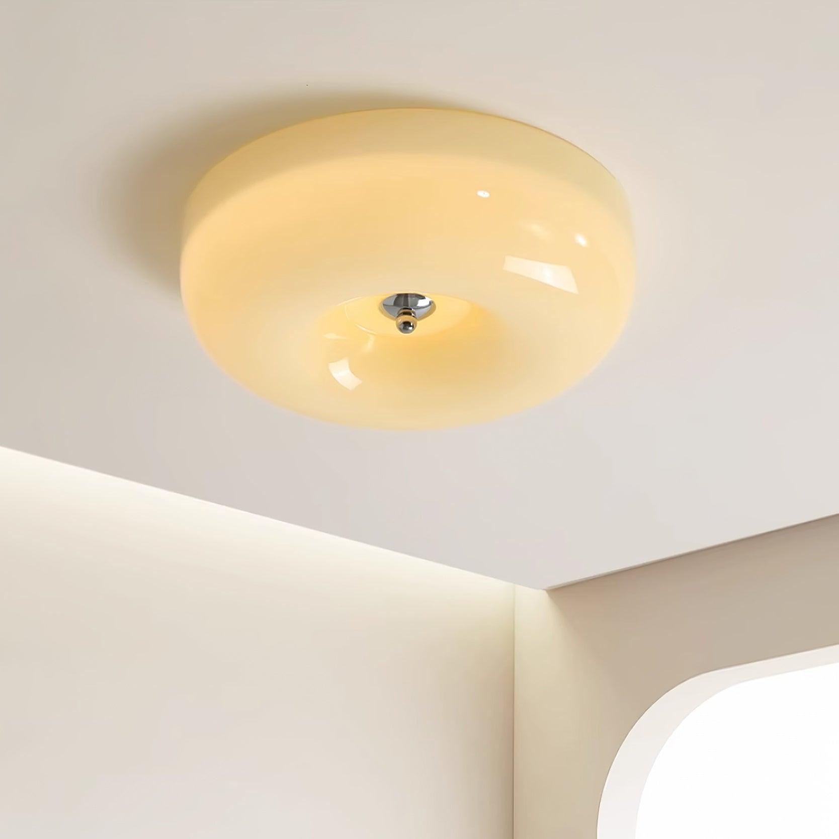 Swirl Glass Ceiling Lamp — Dimmable LED, Metal Frame, White Coffee Beige, 32cm 40cm 46cm