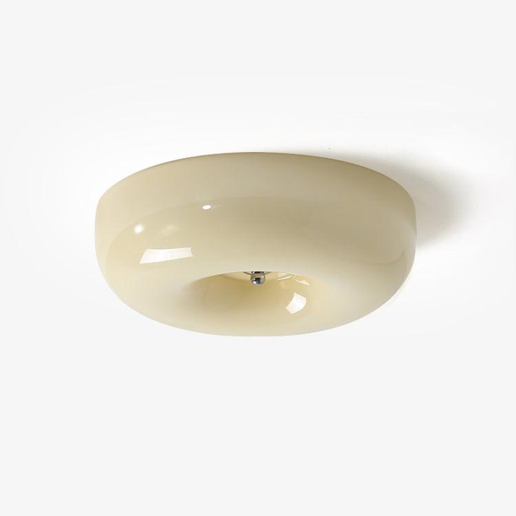 Cream Pudding Milk Glass Ceiling Light — Silver Accent, Dimmable Warm White