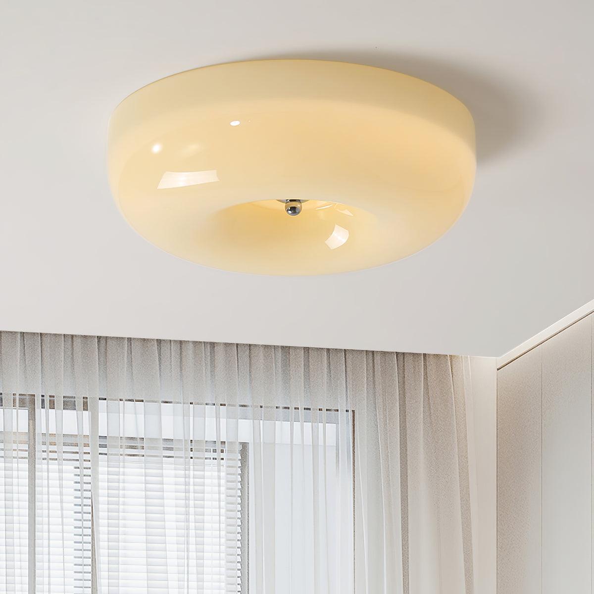Swirl Glass Ceiling Lamp — Dimmable LED, Metal Frame, White Coffee Beige, 32cm 40cm 46cm