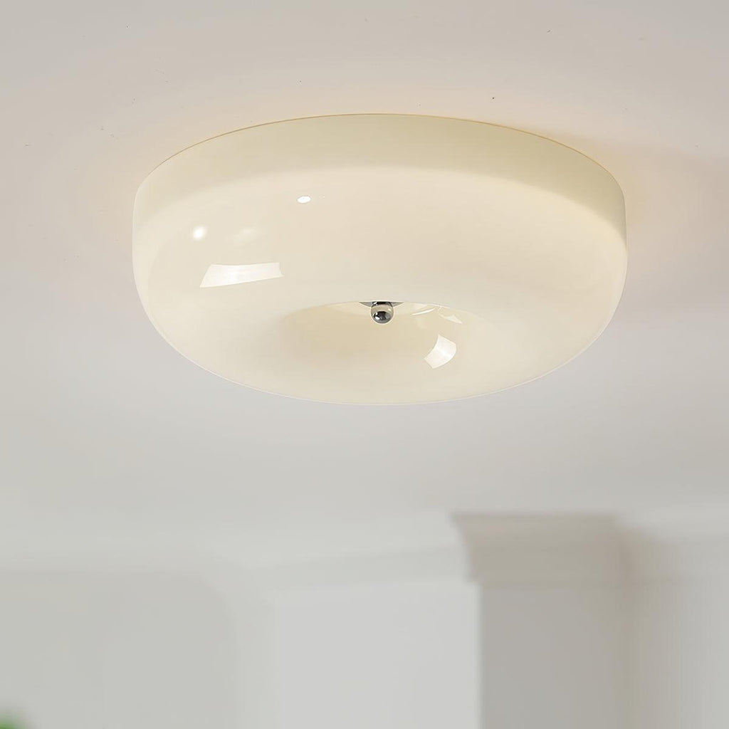 Swirl Glass Ceiling Lamp — Dimmable LED, Metal Frame, White Coffee Beige, 32cm 40cm 46cm