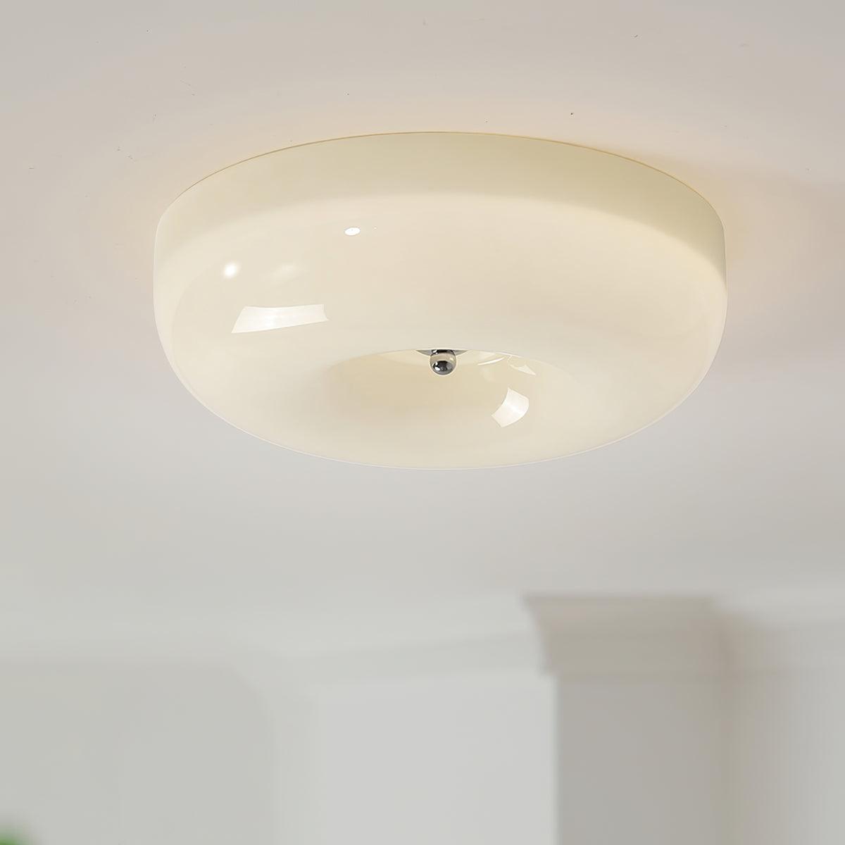 Swirl Glass Ceiling Lamp — Dimmable LED, Metal Frame, White Coffee Beige, 32cm 40cm 46cm