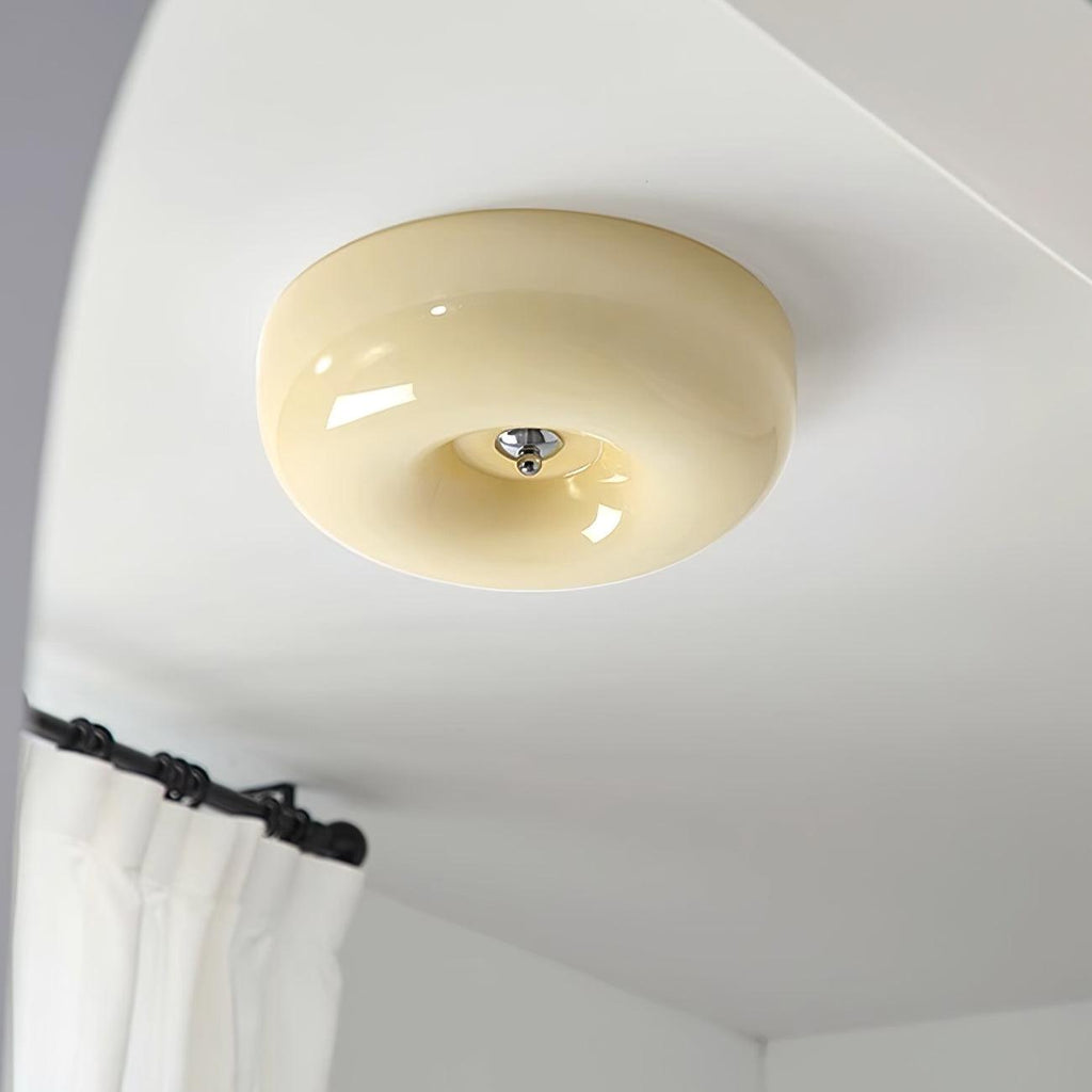 Swirl Glass Ceiling Lamp — Dimmable LED, Metal Frame, White Coffee Beige, 32cm 40cm 46cm