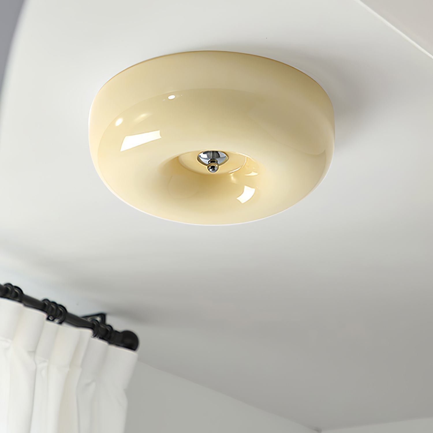 Swirl Glass Ceiling Lamp — Dimmable LED, Metal Frame, White Coffee Beige, 32cm 40cm 46cm