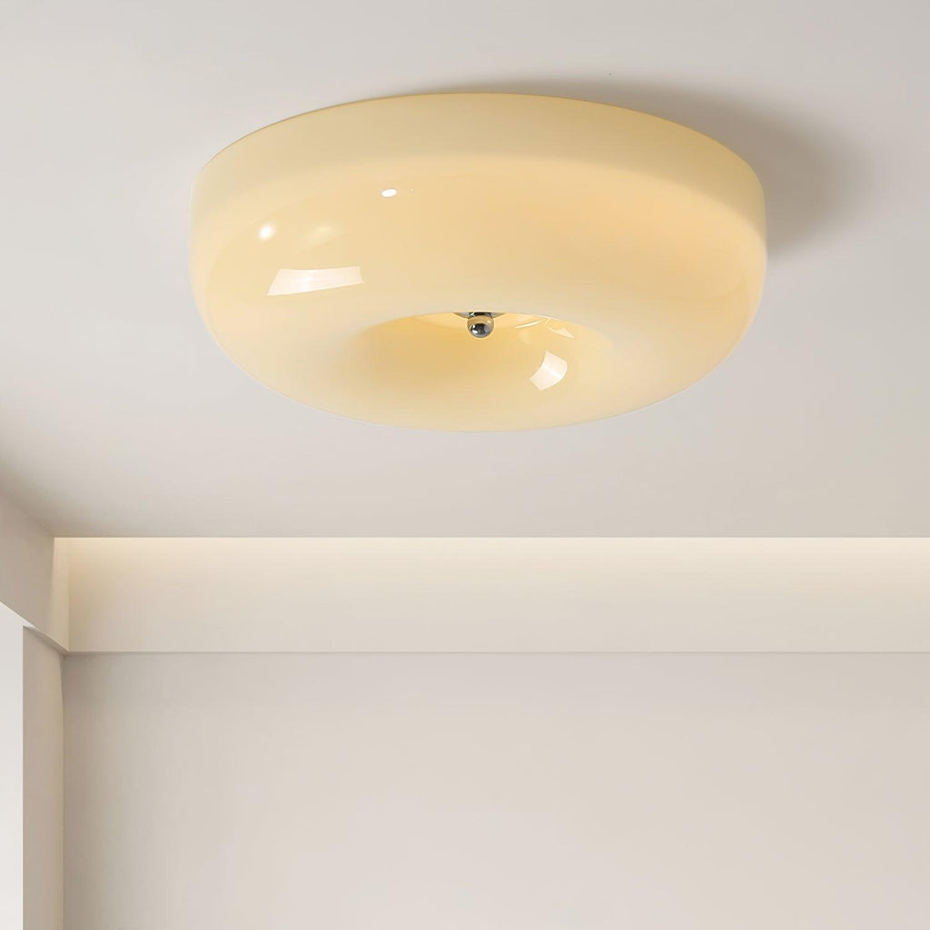 Swirl Glass Ceiling Lamp — Dimmable LED, Metal Frame, White Coffee Beige, 32cm 40cm 46cm