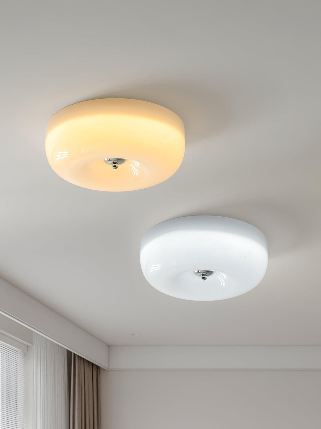 Cream Pudding Milk Glass Ceiling Light — Silver Accent, Dimmable Warm White