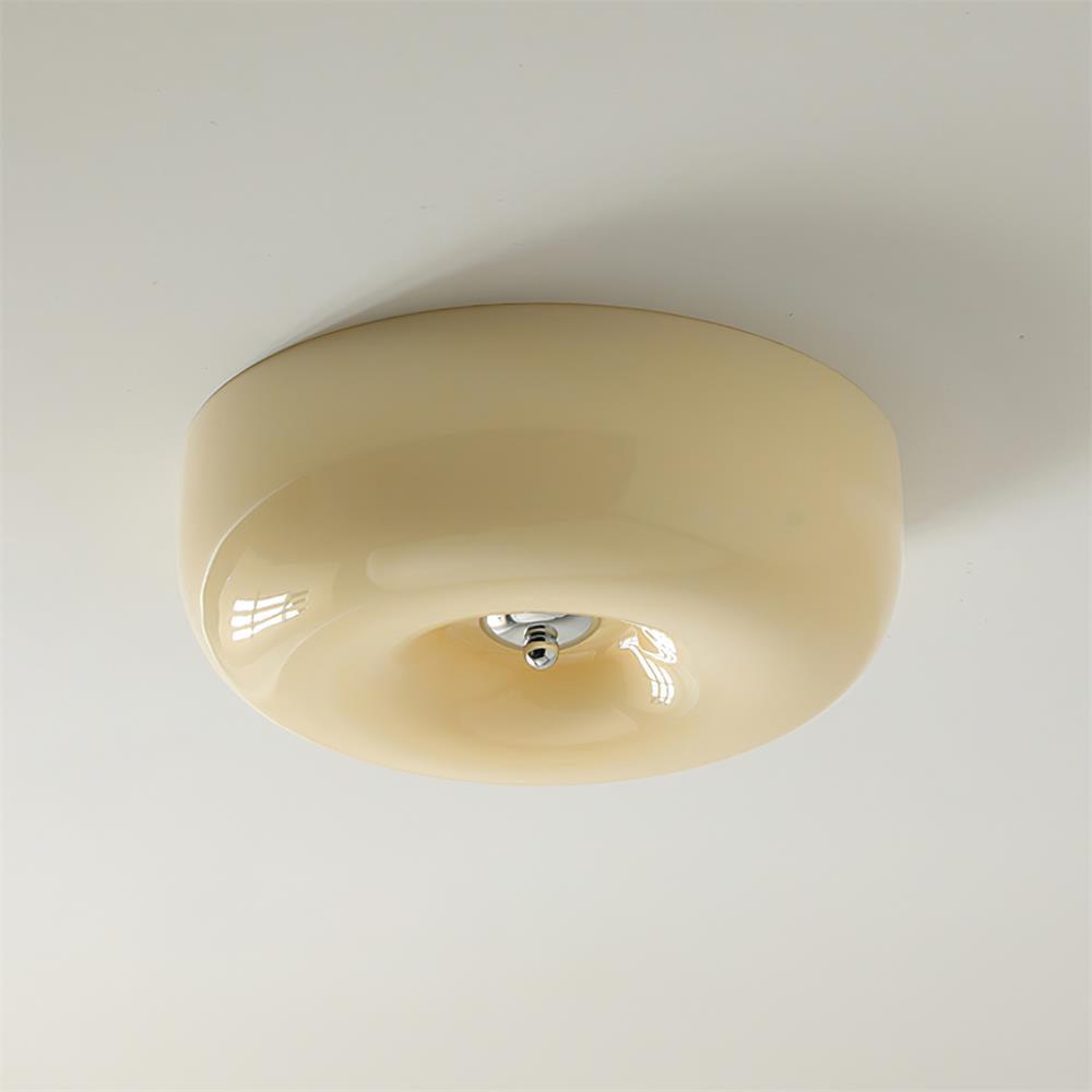 Swirl Glass Ceiling Lamp — Dimmable LED, Metal Frame, White Coffee Beige, 32cm 40cm 46cm