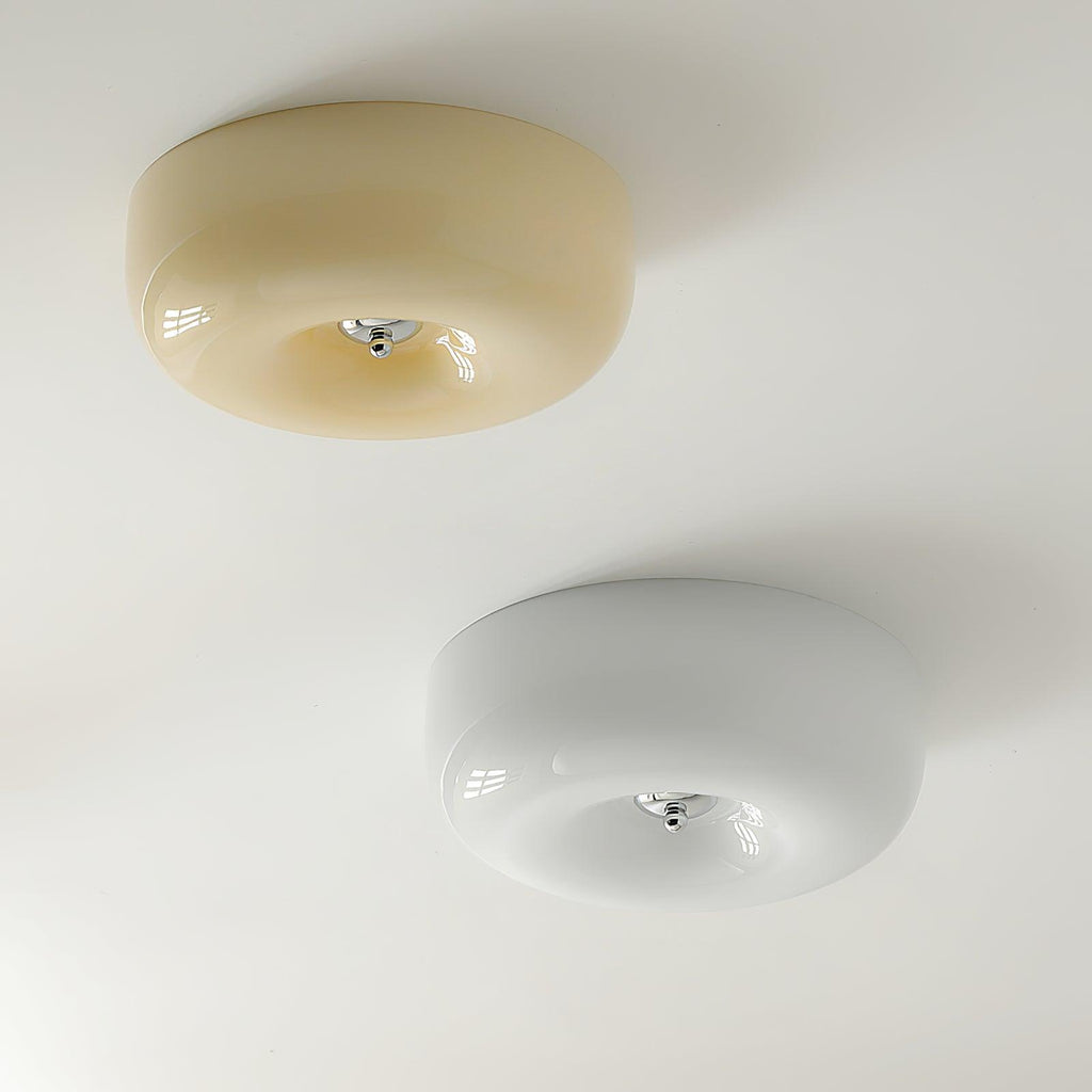 Swirl Glass Ceiling Lamp — Dimmable LED, Metal Frame, White Coffee Beige, 32cm 40cm 46cm