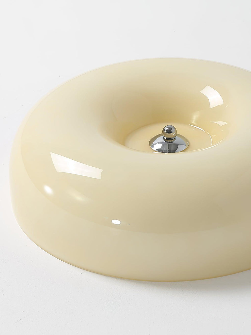 Cream Pudding Milk Glass Ceiling Light — Silver Accent, Dimmable Warm White