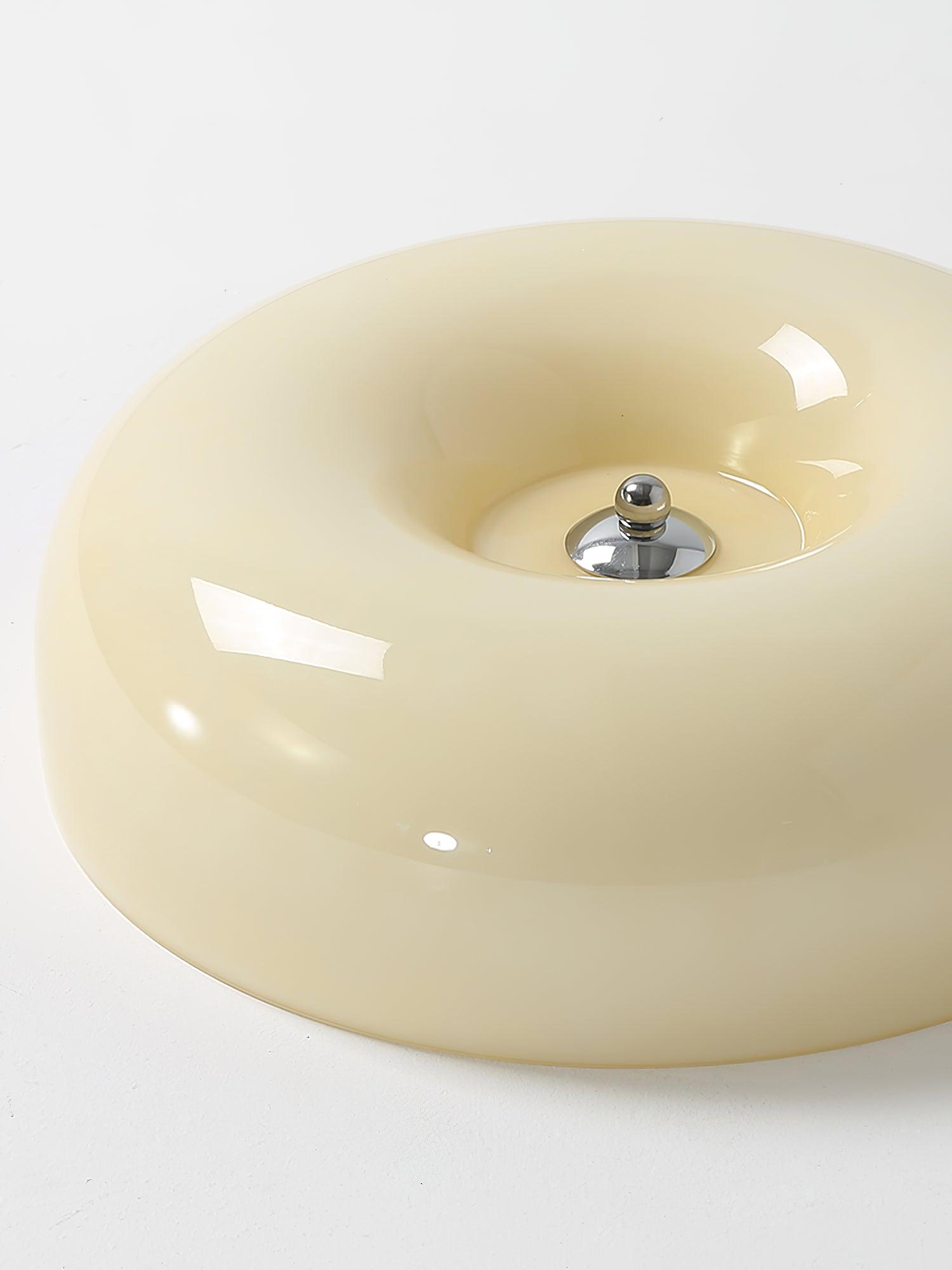 Cream Pudding Milk Glass Ceiling Light — Silver Accent, Dimmable Warm White