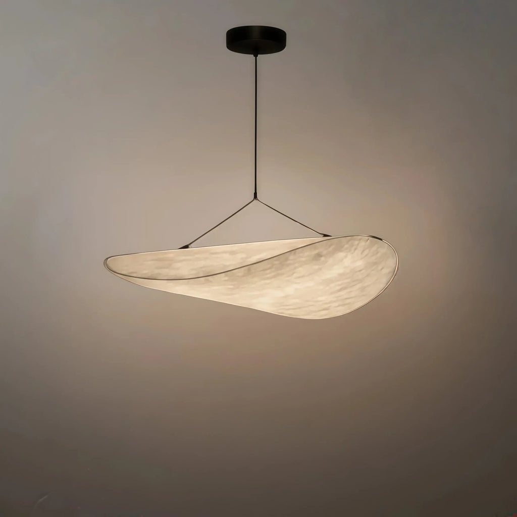 Art Deco White Pendant Light – Curved Metal Design for Dining Room - Flindria
