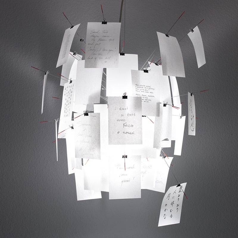 Ingo Maurer Zettel Chandelier — DIY Illumination, Personalized Lighting