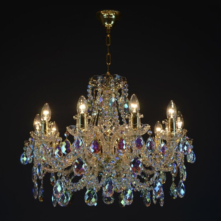 Imperialer Kristall-Kronleuchter — 16 Glastrompeten, handgeschliffene Schalen