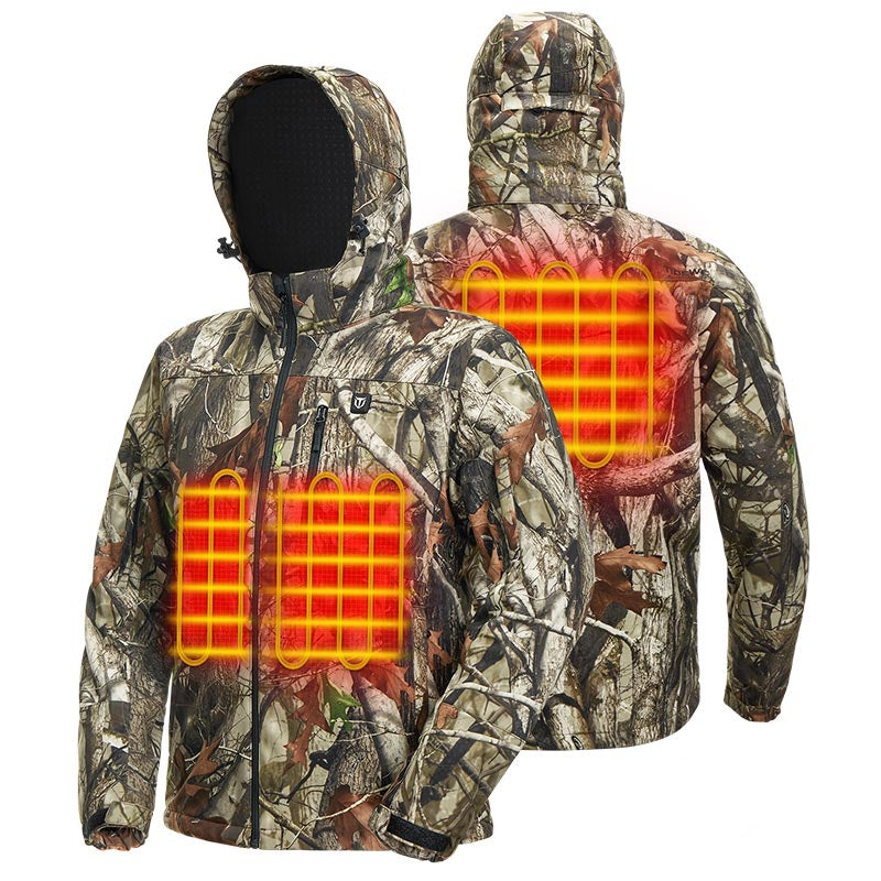 Męska podgrzewana kurtka softshell — odpinany kaptur, rozmiary S-XXXL