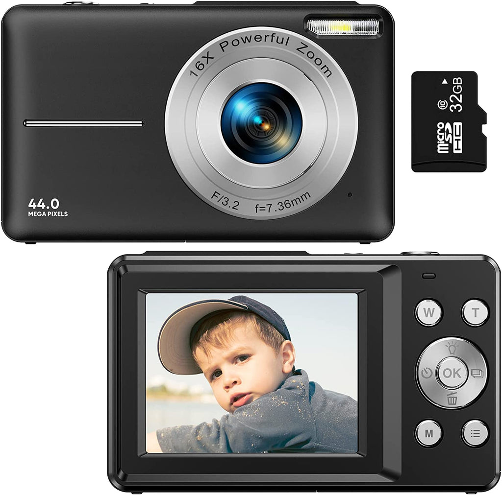 Pro Vlogging Camera — 44MP, 1080P, 16x Zoom, Compact & Rechargeable