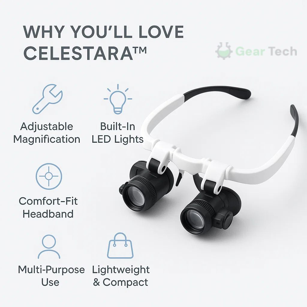 Lunettes-loupes LED ClariVue — Double éclairage, luminosité et grossissement réglables