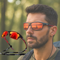 Polariserade wraparound-solglasögon för män med UV400 — bländfria linser, förbättrad kontrast och fjäderlätt design