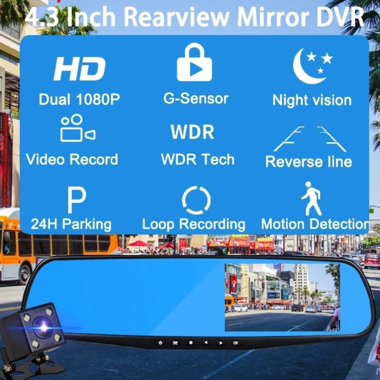 Wideorejestrator samochodowy HD 1080P z dwoma obiektywami — nagrywanie z przodu i z tyłu