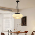 LumaNova Modern Iron Pendant Light Milky White Finish With Gentle Glow