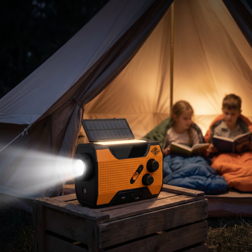 緊急気象ラジオ 4IN1 — モバイルバッテリー、懐中電灯、SOSアラームシステム