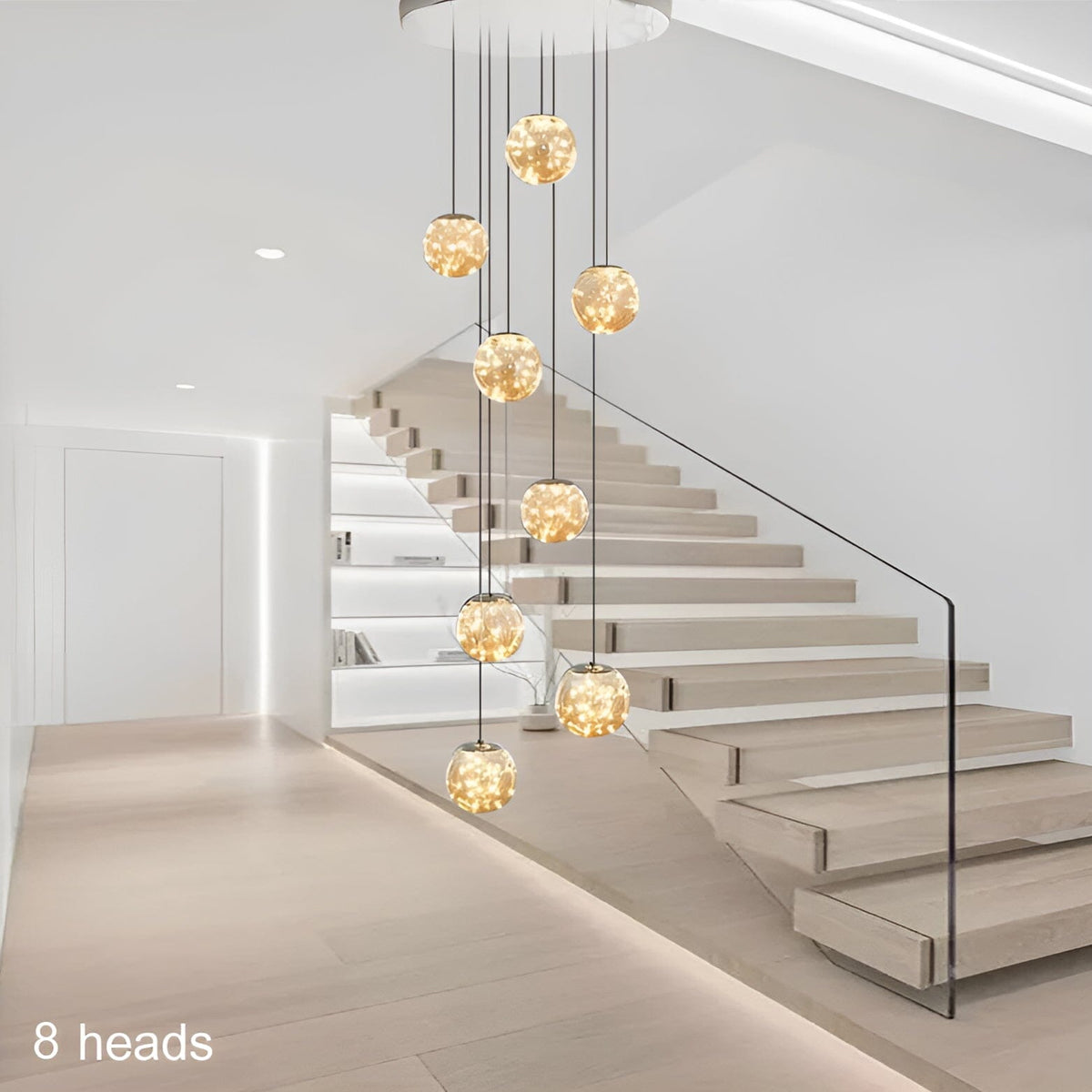 Bella Glass Ball Staircase Chandelier — Elegant Pendant Light