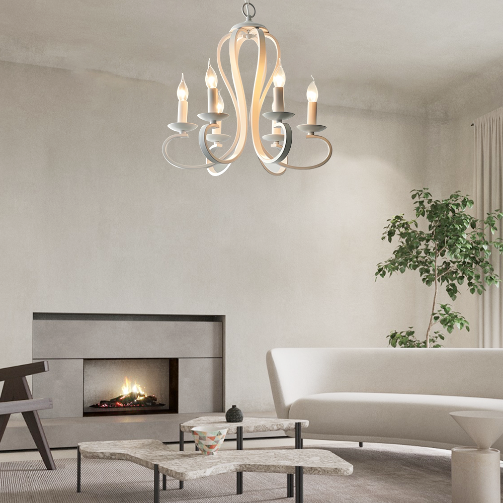 Vintage Candle Chandelier - Metal Multi-Light Fixture for Dining Room/Living Room - Flindria