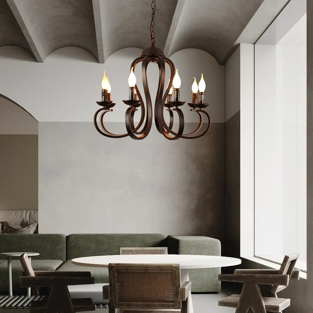 Vintage Candle Chandelier - Metal Multi-Light Fixture for Dining Room/Living Room - Flindria