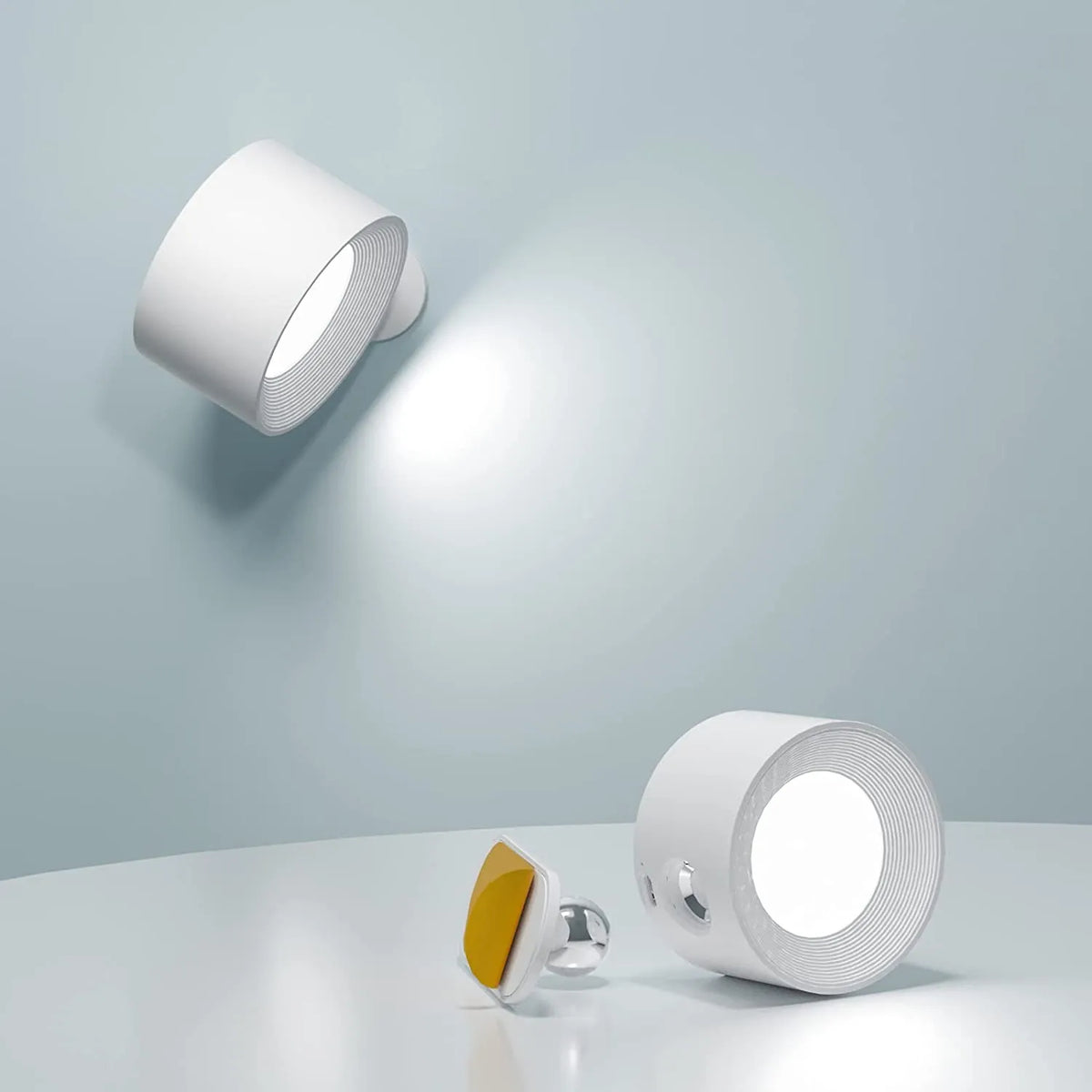 GlowEase Rechargeable Cordless LED Wall Lamp — Dimmable, 360° Rotating