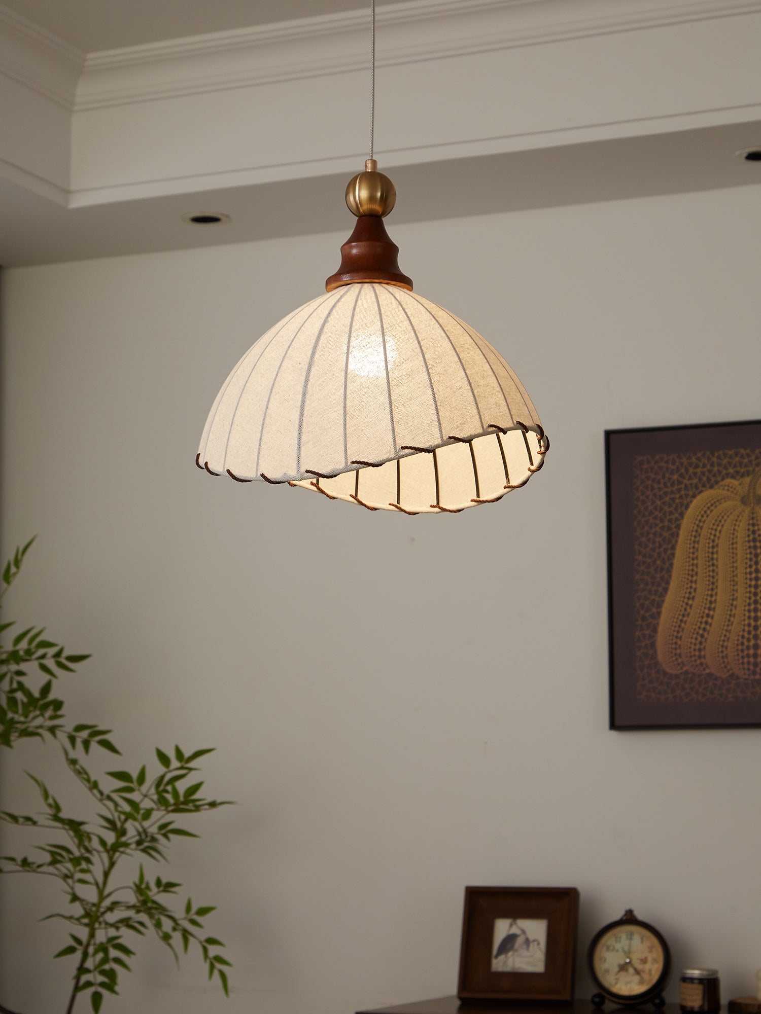 Nyvera Pendant Light With Fabric Shade For Dining Room Ambience