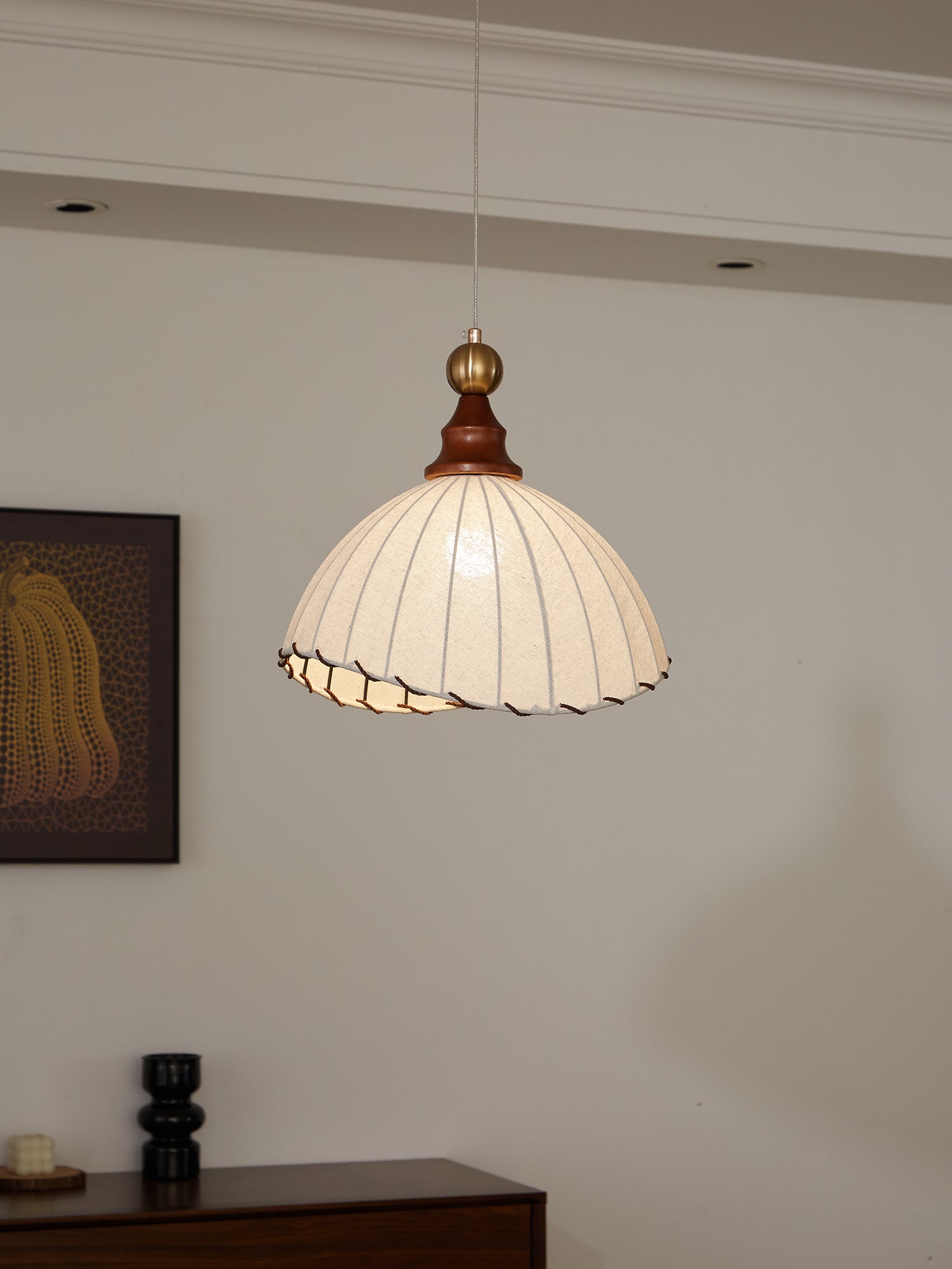 Nyvera Pendant Light With Fabric Shade For Dining Room Ambience