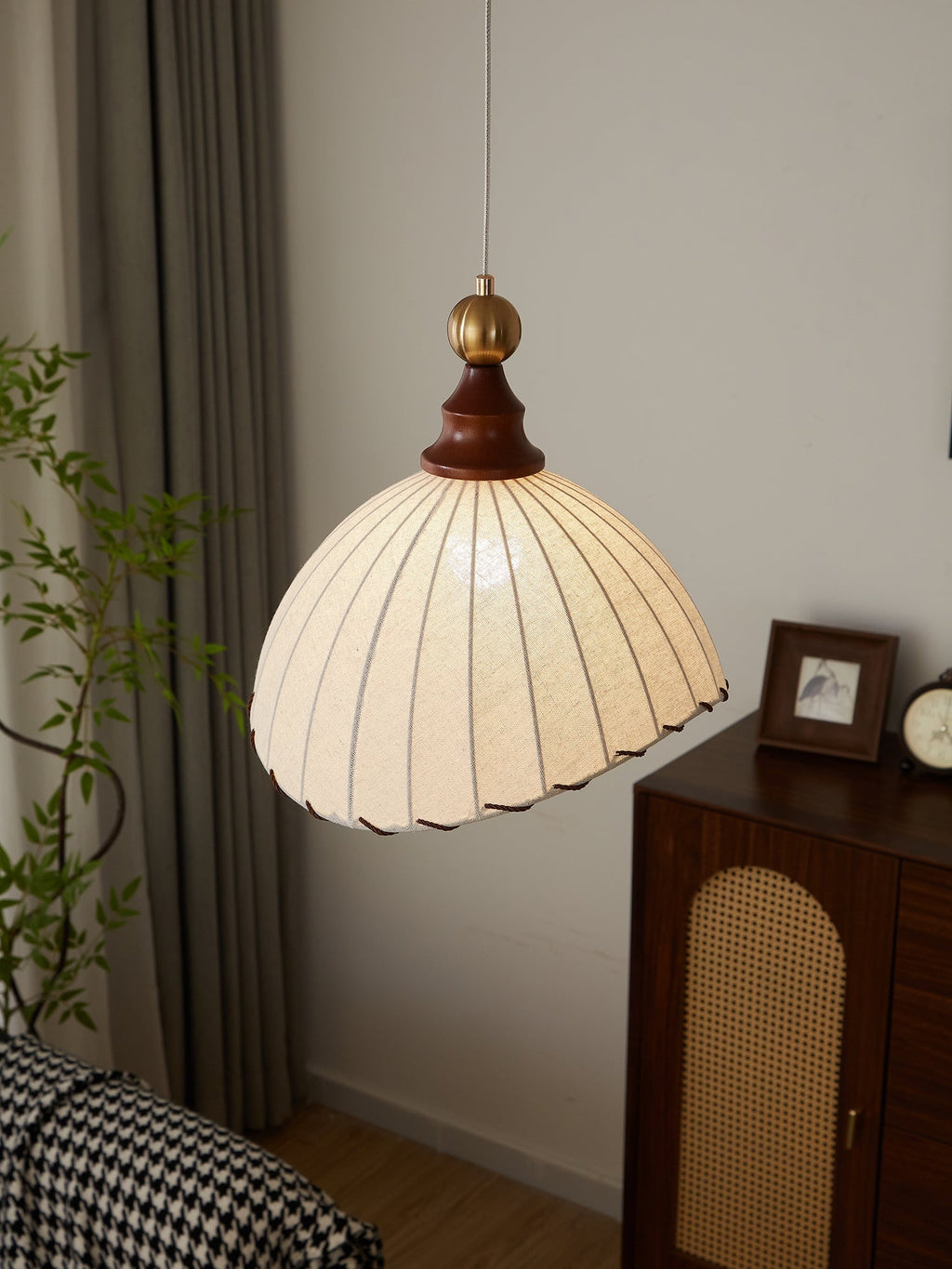 Nyvera Pendant Light With Fabric Shade For Dining Room Ambience