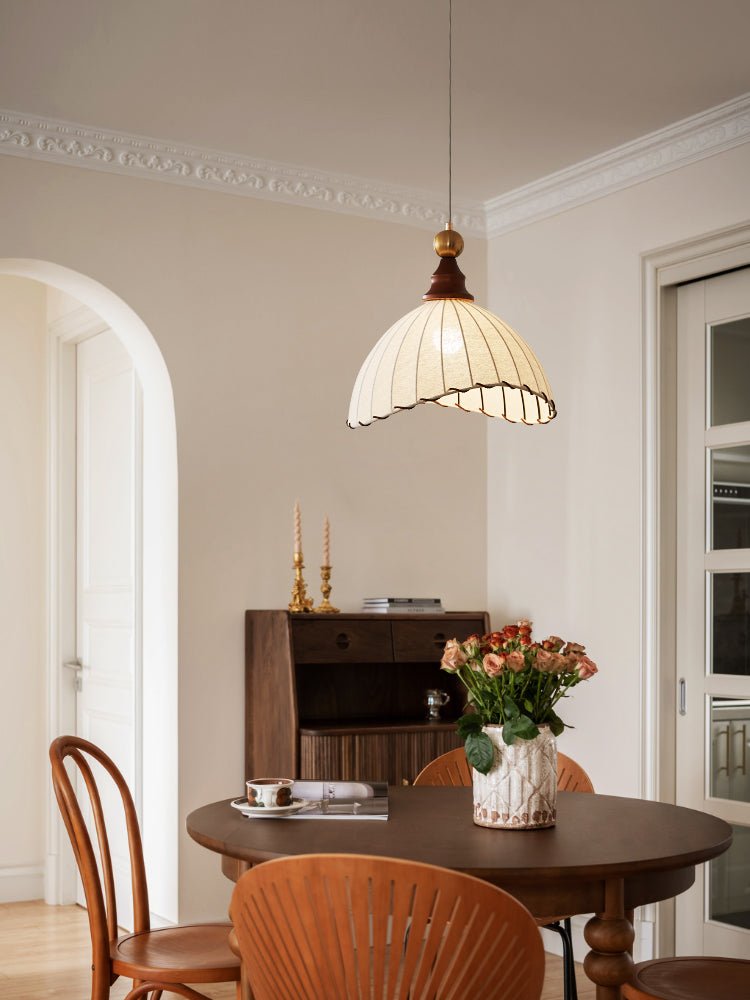 Nyvera Pendant Light With Fabric Shade For Dining Room Ambience