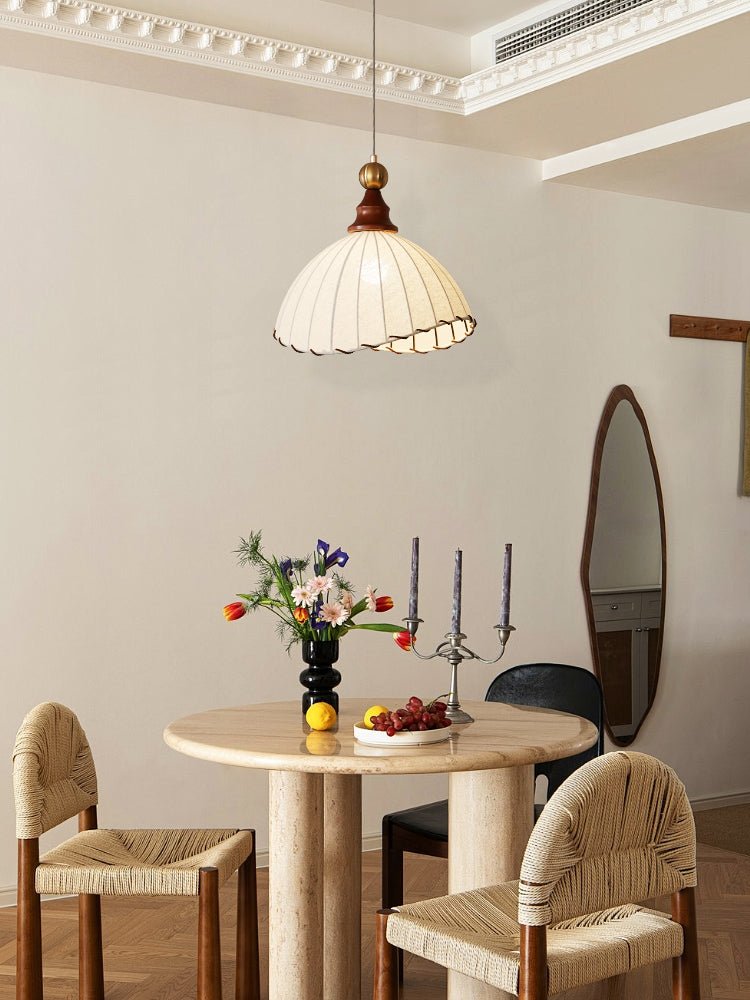 Nyvera Pendant Light With Fabric Shade For Dining Room Ambience