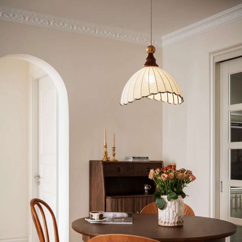 Nyvera Pendant Light With Fabric Shade For Dining Room Ambience