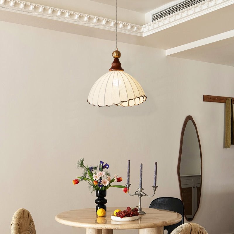 Nyvera Pendant Light With Fabric Shade For Dining Room Ambience