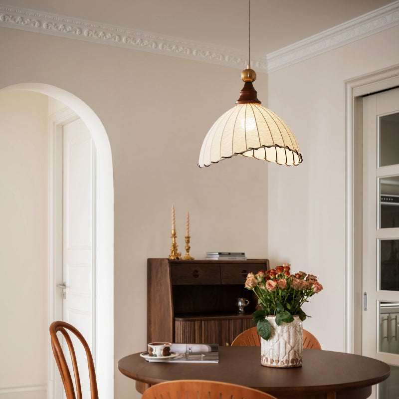 Nyvera Pendant Light With Fabric Shade For Dining Room Ambience