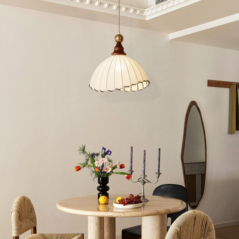 Nyvera Pendant Light With Fabric Shade For Dining Room Ambience