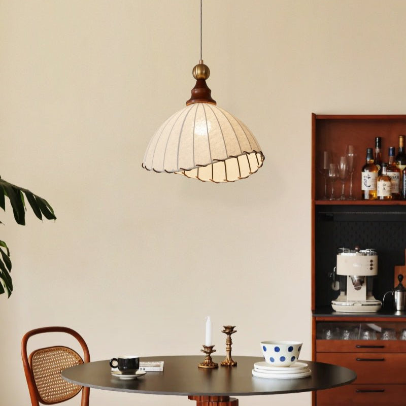 Nyvera Pendant Light With Fabric Shade For Dining Room Ambience