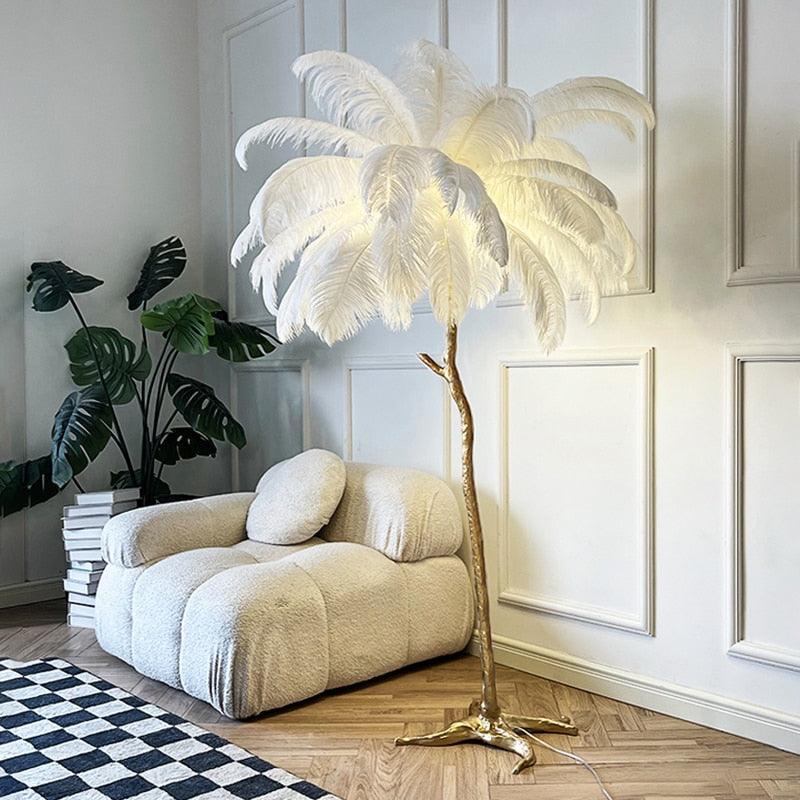 Glammzee Ostrich-Leg Floor Lamp — Feathered Statement Decor