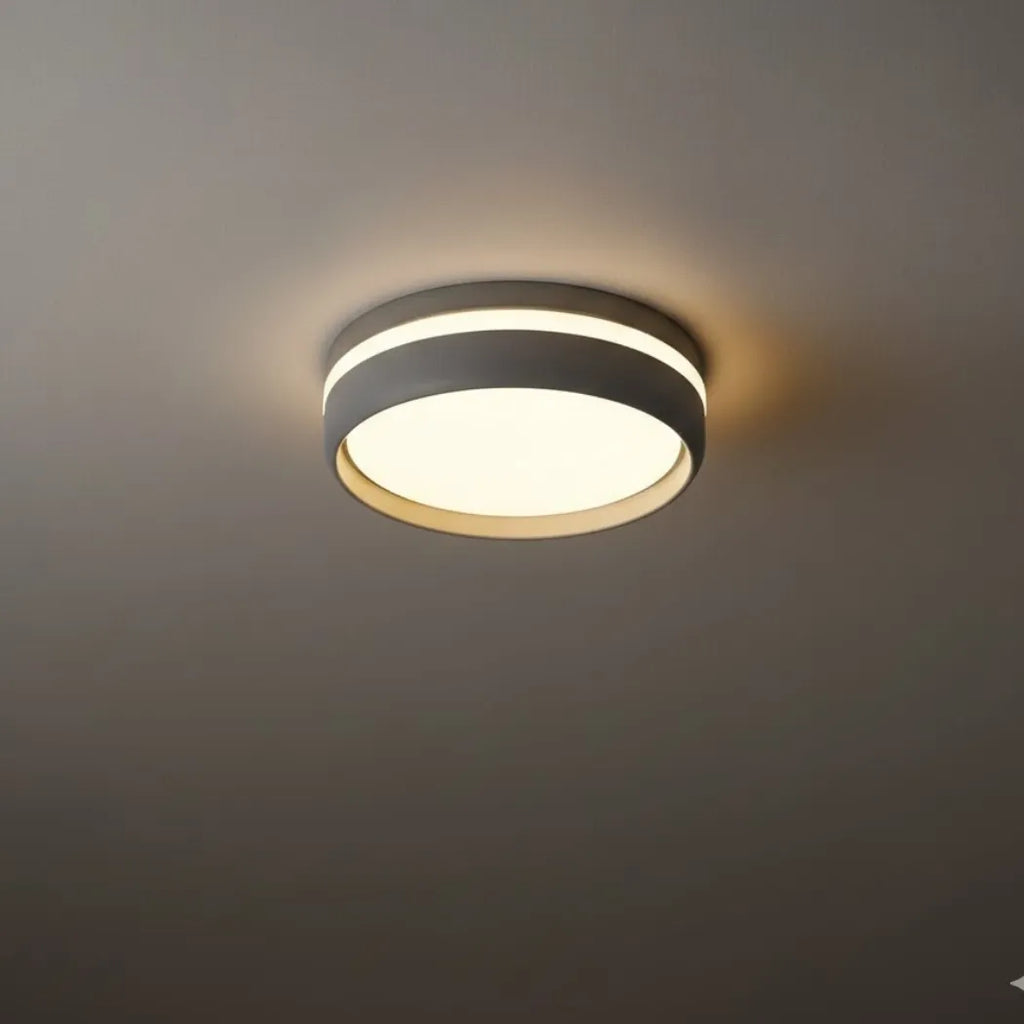 Modern Round Ceiling Light – Black or Grey Metal for Bedroom - Flindria