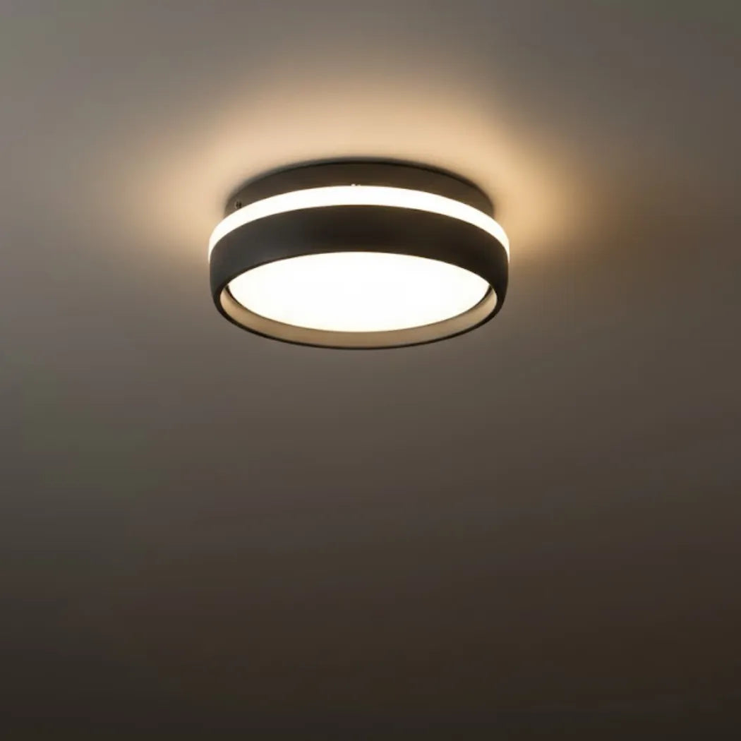 Modern Round Ceiling Light – Black or Grey Metal for Bedroom - Flindria